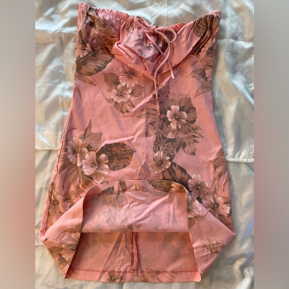 Vintage Strapless mini dress pink/floral Size Small  Excellent condition Used - Picture 6 of 8